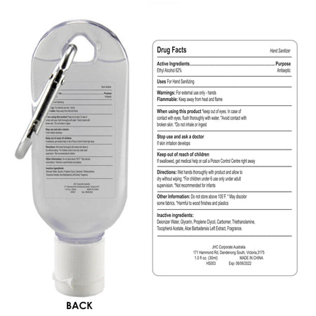 30ml Gel Hand Sanitiser with Carabiner - Simply Merchandise