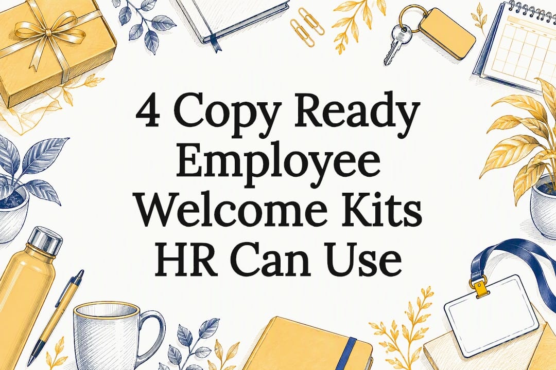 Employee welcome kit title card illustration