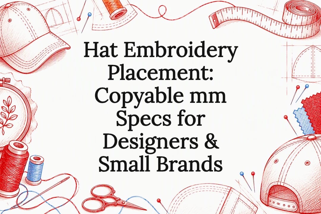 Sketch of hat embroidery measurement tools