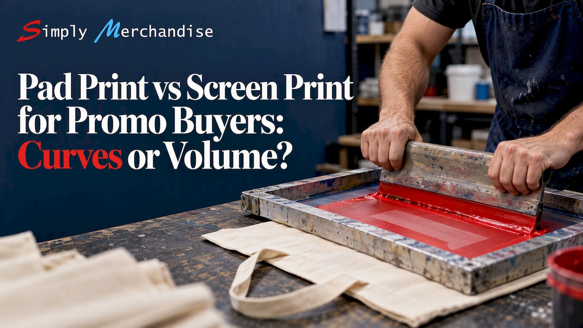 Screen printer printing a promotional tote