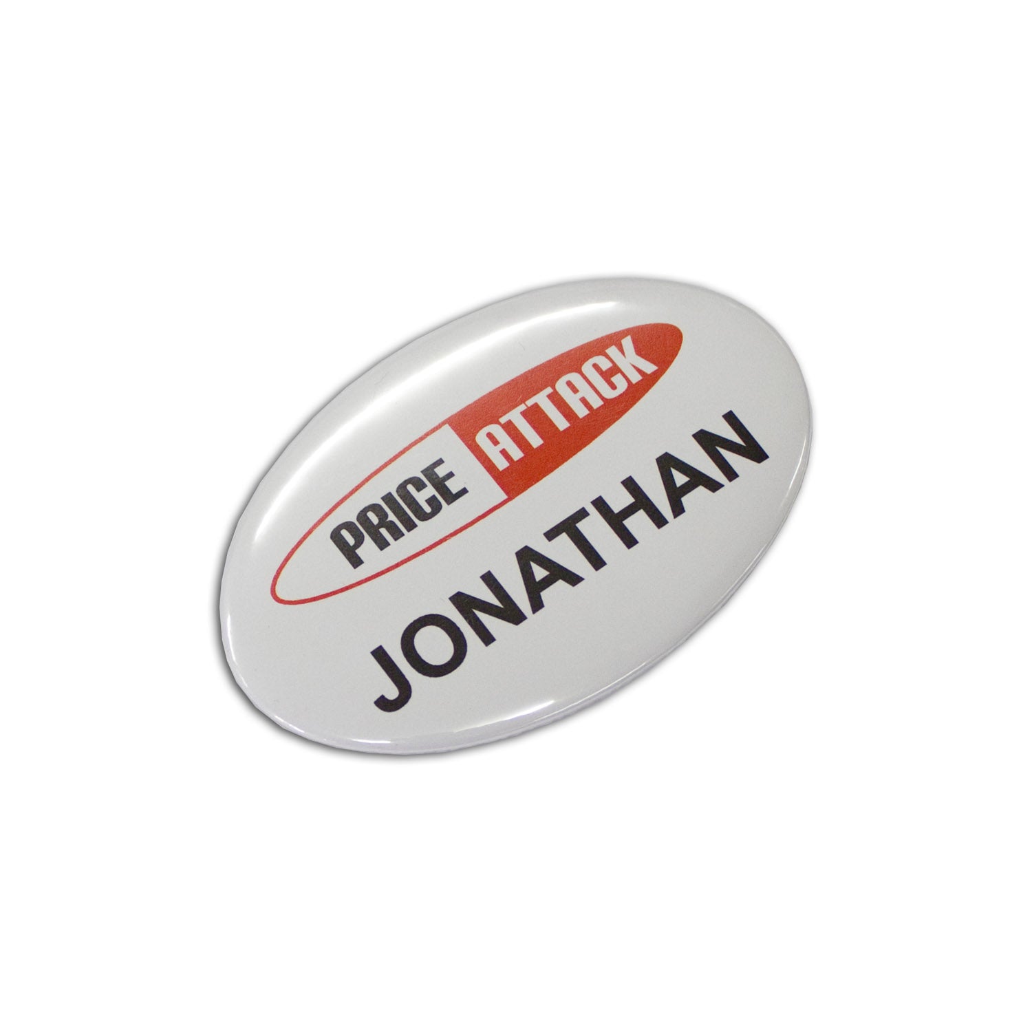 Button Badge Oval - 65 x 45mm with custom branded logo - Simply Merchandise