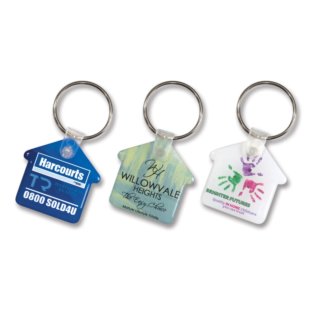 Flexi Resin Key Ring - House with custom branded logo - Simply Merchandise
