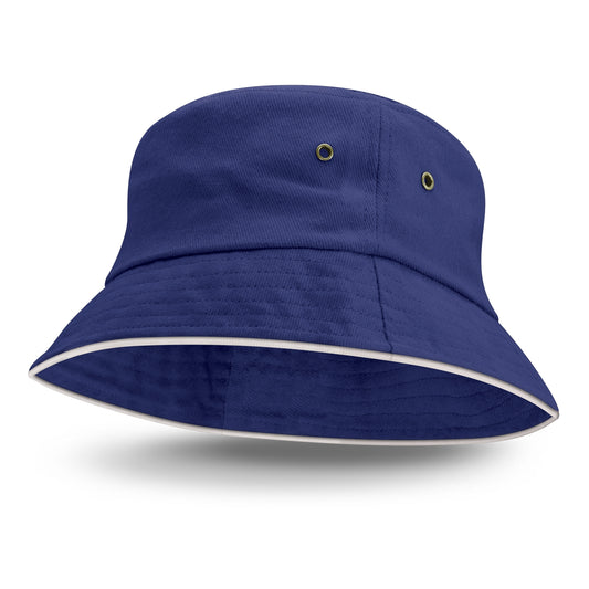 Bondi Bucket Hat - White Sandwich Trim with custom branded logo - Simply Merchandise