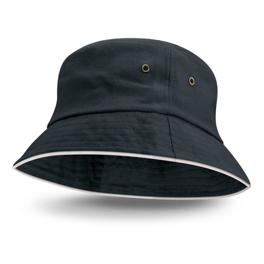 Bondi Bucket Hat - White Sandwich Trim with custom branded logo - Simply Merchandise