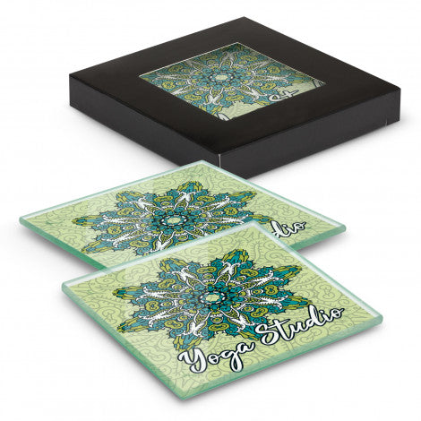 Venice Glass Coaster - Set of 2 - Square - Full Colour - Simply Merchandise