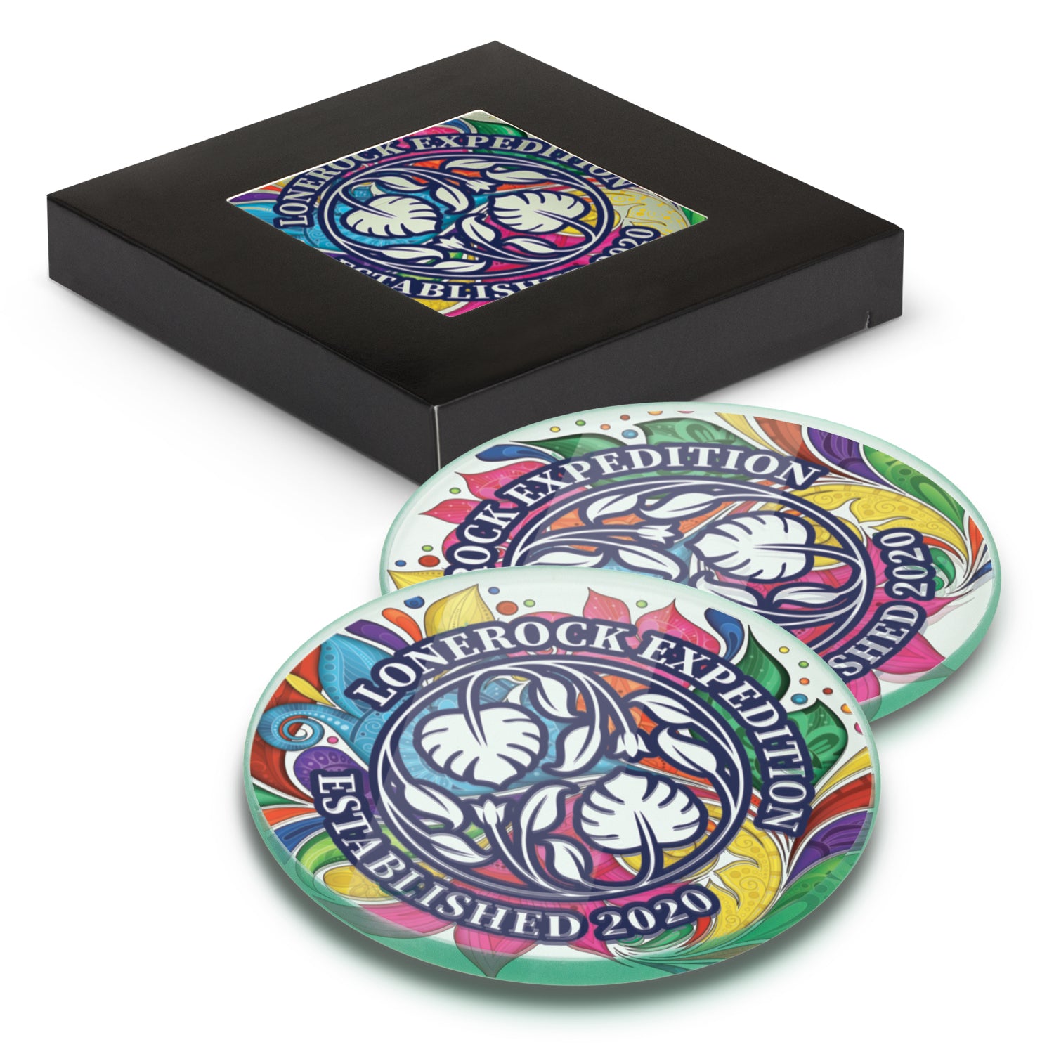 Venice Glass Coaster - Set of 2 - Round - Full Colour - Simply Merchandise