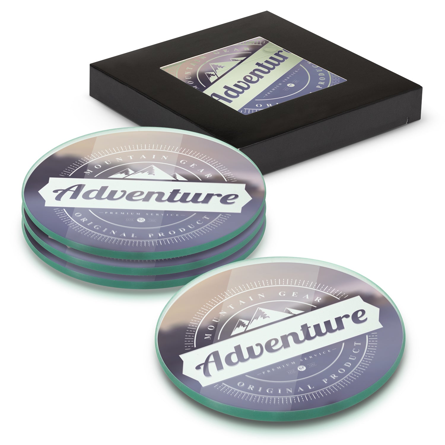 Venice Glass Coaster - Set of 4 - Round - Full Colour - Simply Merchandise