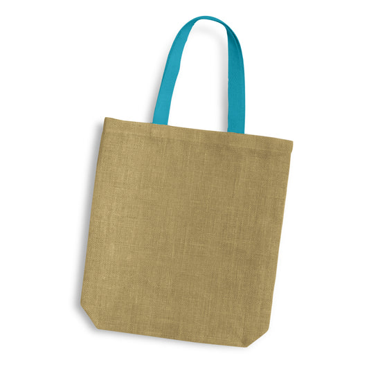 Thera Jute Tote Bag - Coloured Handles with custom branded logo - Simply Merchandise
