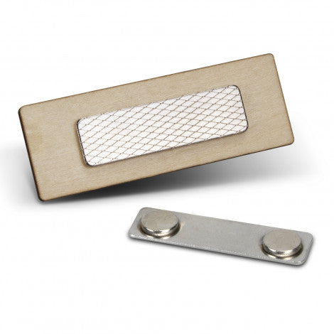 Magnetic Wooden Badge with custom branded logo - Simply Merchandise