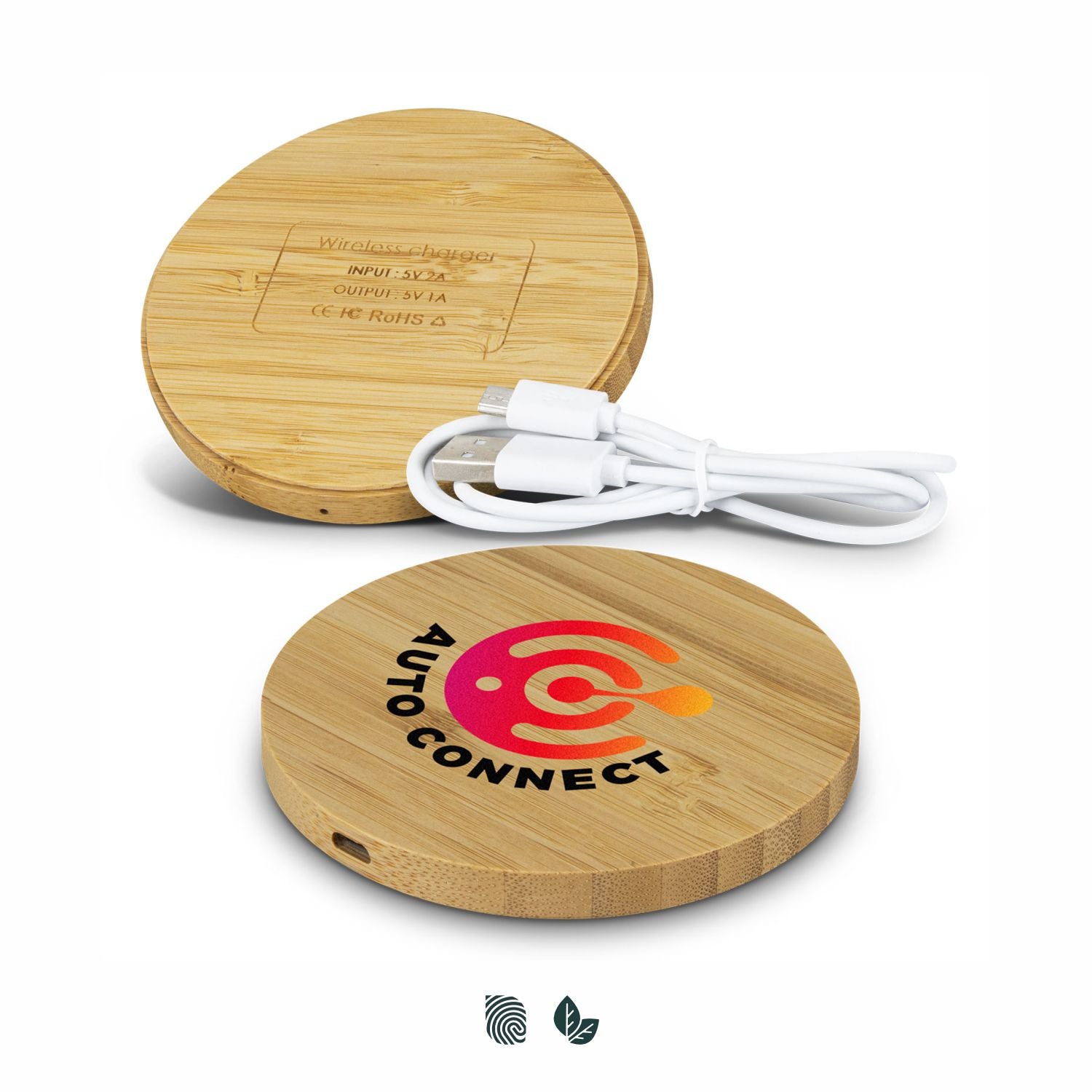 Vita Bamboo Wireless Charger - Round - Simply Merchandise