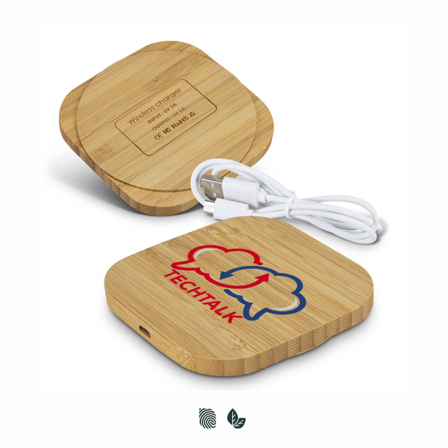 Vita Bamboo Wireless Charger - Square - Simply Merchandise