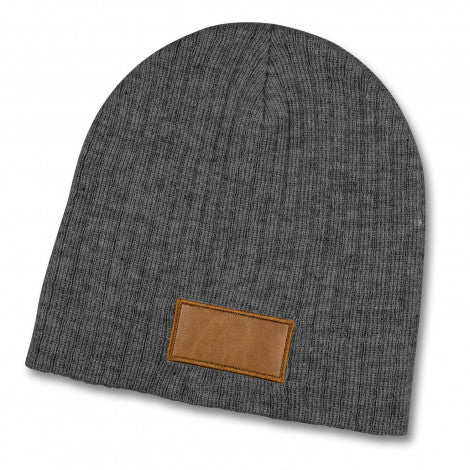Nebraska Heather Cable Knit Beanie With Patch with custom branded logo - Simply Merchandise