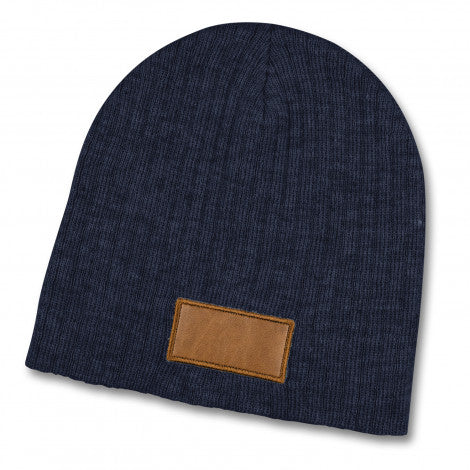 Nebraska Heather Cable Knit Beanie With Patch with custom branded logo - Simply Merchandise