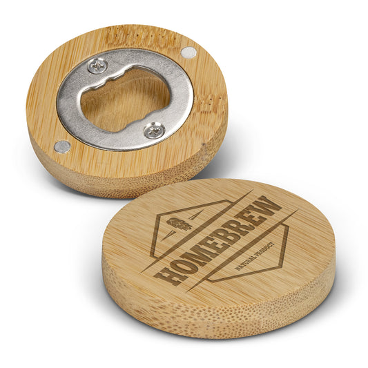 Bamboo Bottle Opener with custom branded logo - Simply Merchandise