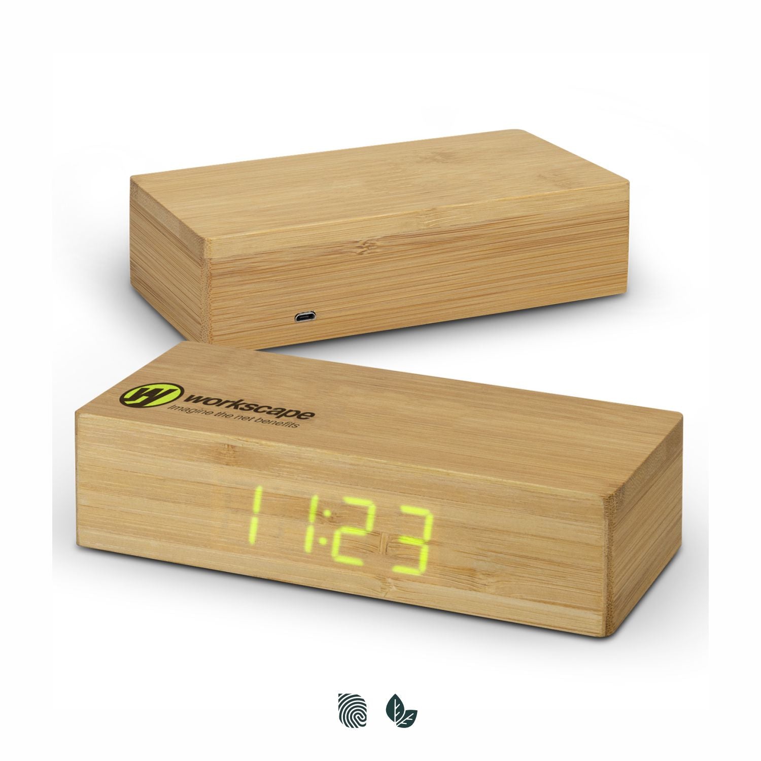 Bamboo Wireless Charging Clock - Simply Merchandise