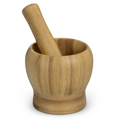 NATURA Bamboo Mortar and Pestle with custom branded logo - Simply Merchandise
