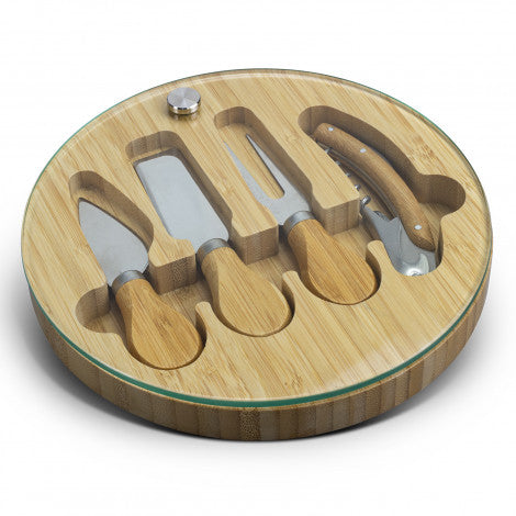 NATURA Glass & Bamboo Cheese Board with custom branded logo - Simply Merchandise