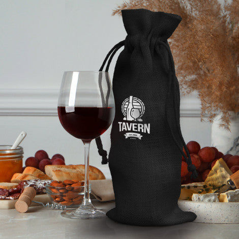 Jute Wine Drawstring Bag - Simply Merchandise