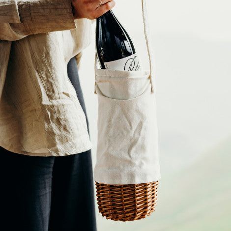 Keepsake Wicker Wine Carrier with custom branded logo - Simply Merchandise