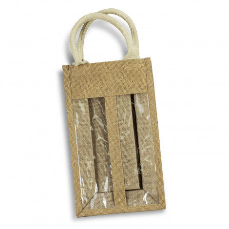 Serena Jute Double Wine Carrier with custom branded logo - Simply Merchandise
