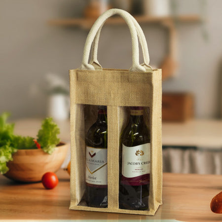 Serena Jute Double Wine Carrier - Simply Merchandise