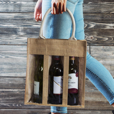 Serena Jute Triple Wine Carrier - Simply Merchandise