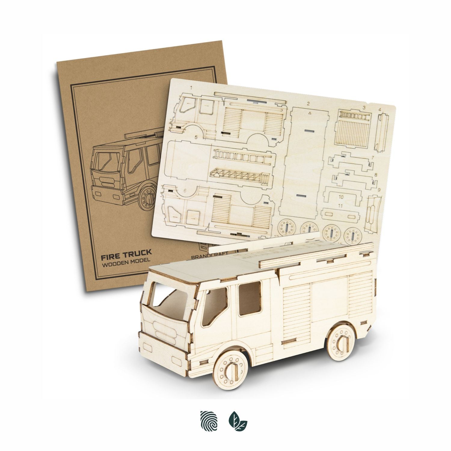 BRANDCRAFT Fire Truck Wooden Model - Simply Merchandise