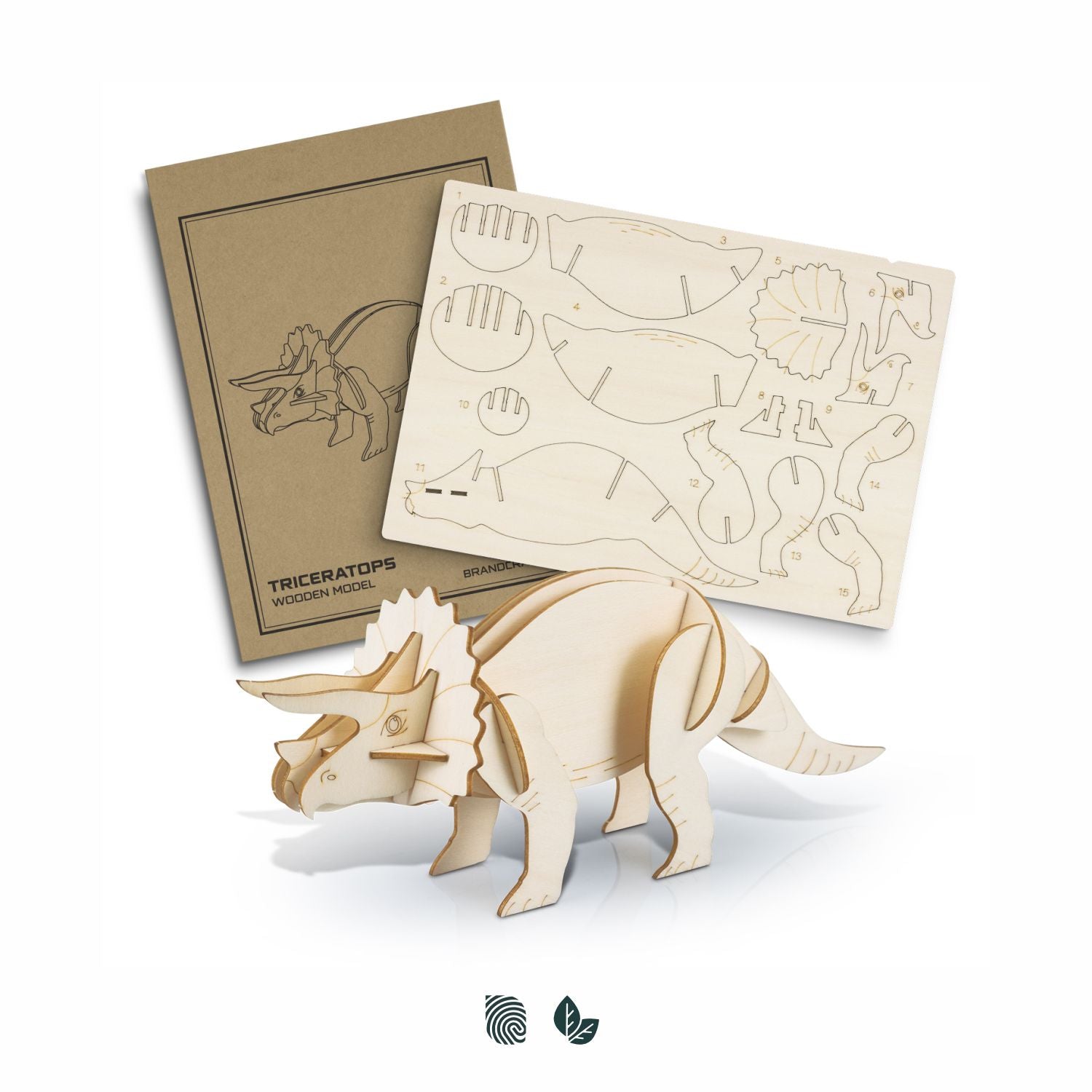 BRANDCRAFT Triceratops Wooden Model - Simply Merchandise