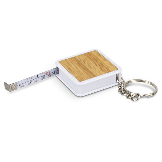 Bamboo Tape Measure Key Ring with custom branded logo - Simply Merchandise