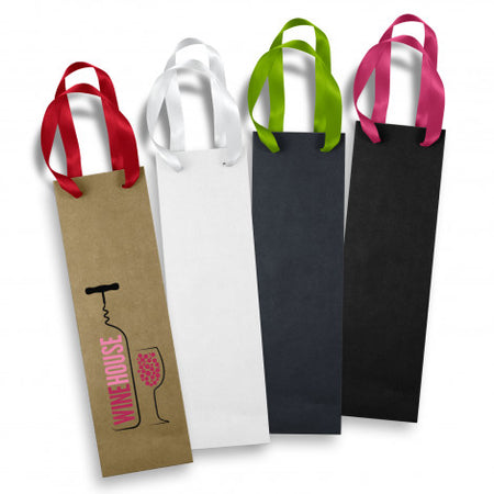 Wine Ribbon Handle Paper Bag - Simply Merchandise