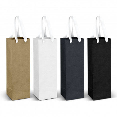 Wine Ribbon Handle Paper Bag with custom branded logo - Simply Merchandise