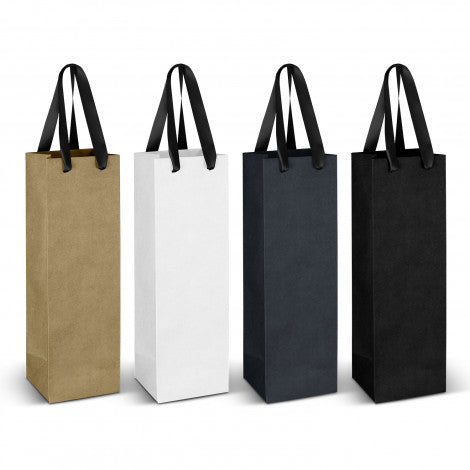 Wine Ribbon Handle Paper Bag - Simply Merchandise