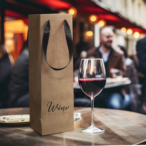 Wine Ribbon Handle Paper Bag - Simply Merchandise