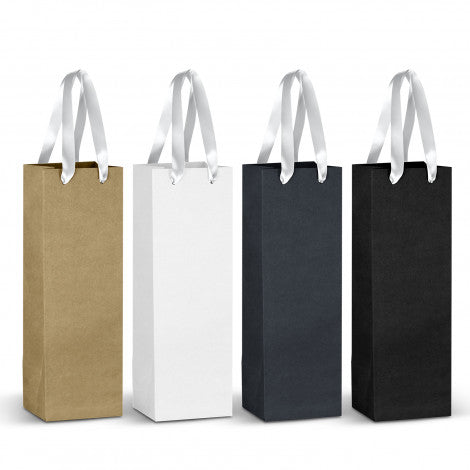 Champagne Ribbon Handle Paper Bag with custom branded logo - Simply Merchandise
