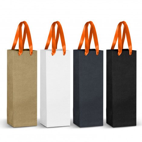 Champagne Ribbon Handle Paper Bag with custom branded logo - Simply Merchandise