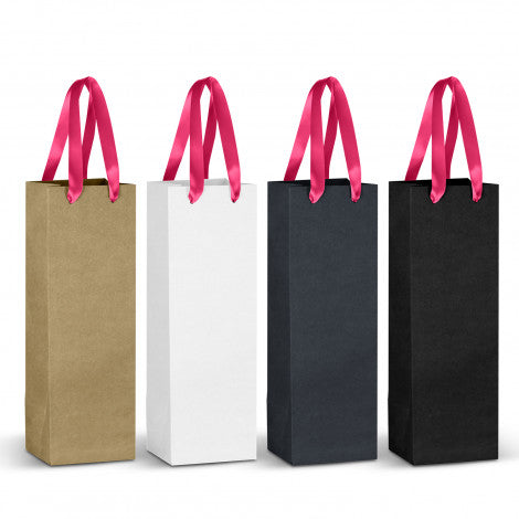 Champagne Ribbon Handle Paper Bag with custom branded logo - Simply Merchandise