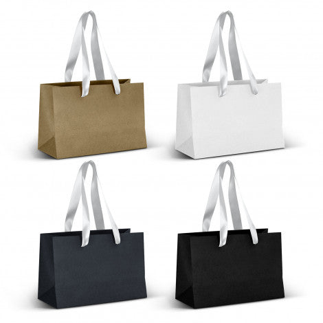 Small Ribbon Handle Paper Bag with custom branded logo - Simply Merchandise