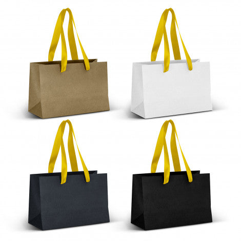 Small Ribbon Handle Paper Bag with custom branded logo - Simply Merchandise