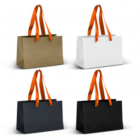 Small Ribbon Handle Paper Bag with custom branded logo - Simply Merchandise