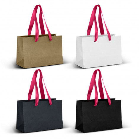 Small Ribbon Handle Paper Bag with custom branded logo - Simply Merchandise