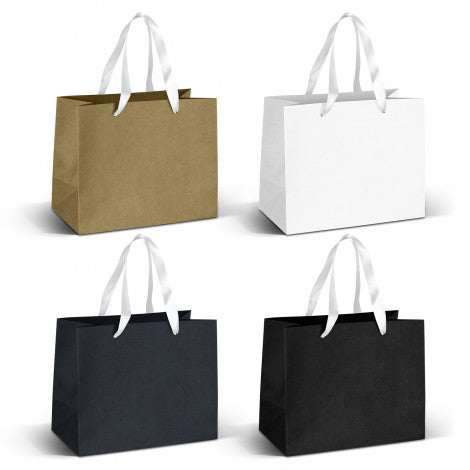 Medium Ribbon Handle Paper Bag with custom branded logo - Simply Merchandise