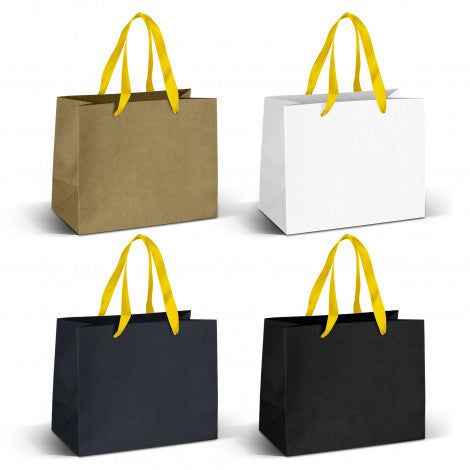 Medium Ribbon Handle Paper Bag with custom branded logo - Simply Merchandise