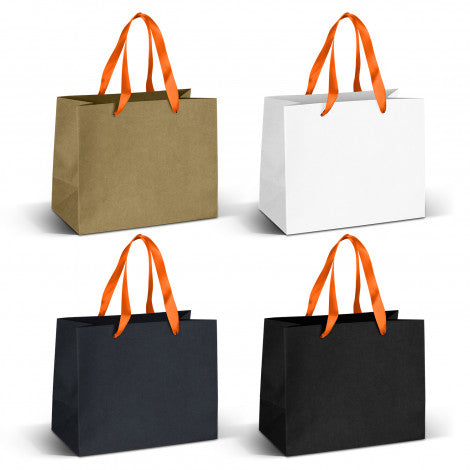 Medium Ribbon Handle Paper Bag with custom branded logo - Simply Merchandise