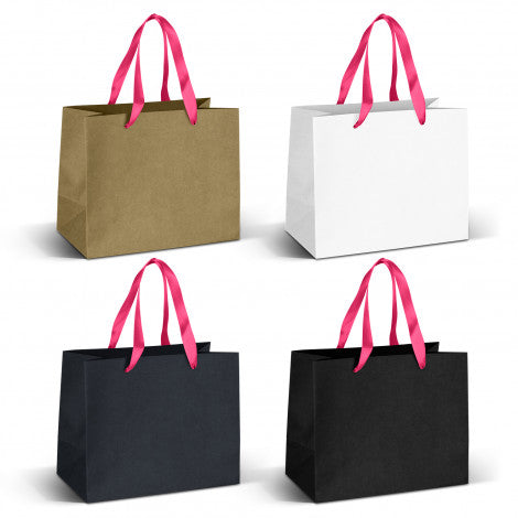 Medium Ribbon Handle Paper Bag with custom branded logo - Simply Merchandise