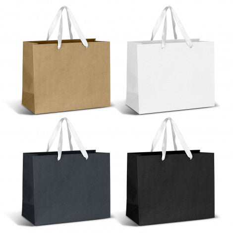 Large Ribbon Handle Paper Bag with custom branded logo - Simply Merchandise