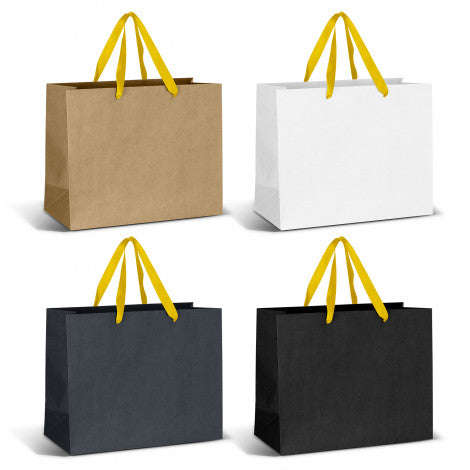 Large Ribbon Handle Paper Bag with custom branded logo - Simply Merchandise