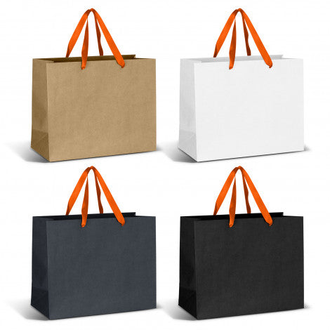 Large Ribbon Handle Paper Bag with custom branded logo - Simply Merchandise