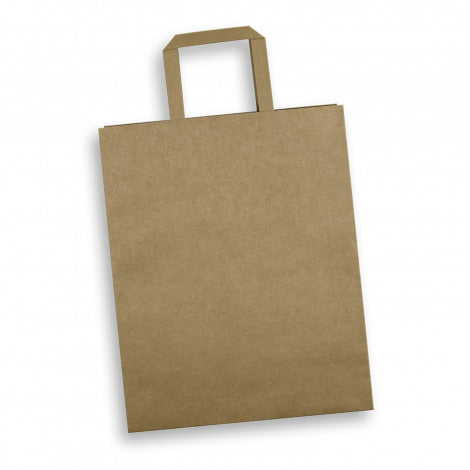 Large Flat Handle Paper Bag Portrait with custom branded logo - Simply Merchandise