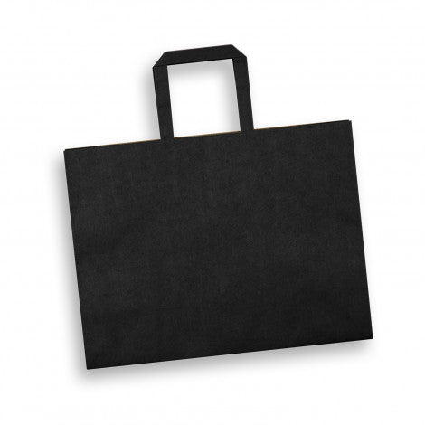 Large Flat Handle Paper Bag Landscape with custom branded logo - Simply Merchandise