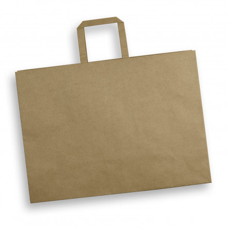 Extra Large Flat Handle Paper Bag Landscape with custom branded logo - Simply Merchandise